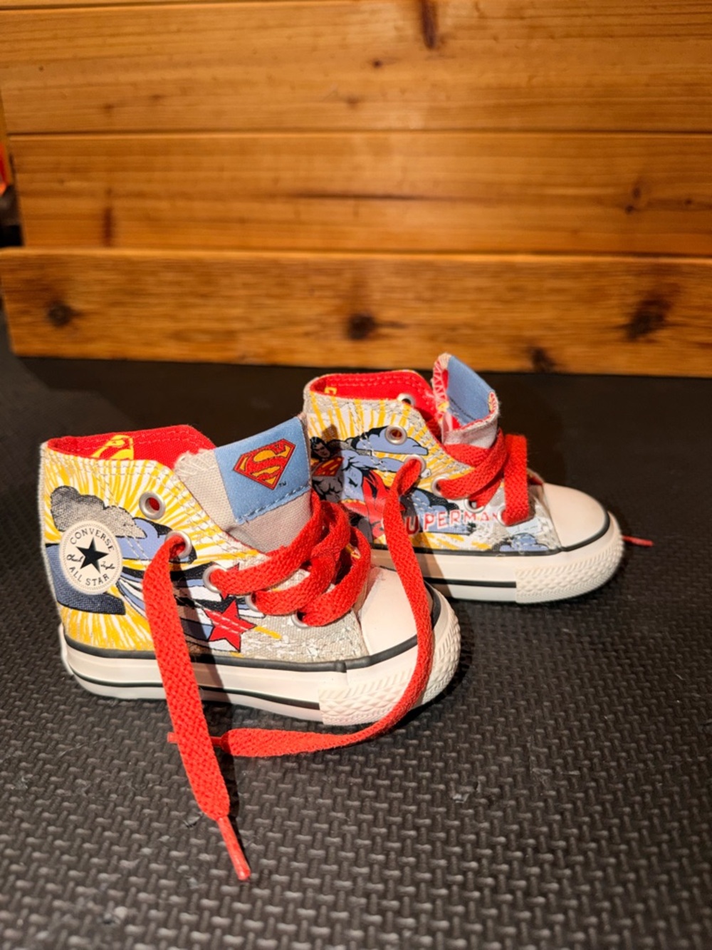 Converse Kids Superman High-Top Sneakers in Red, Yellow & Blue